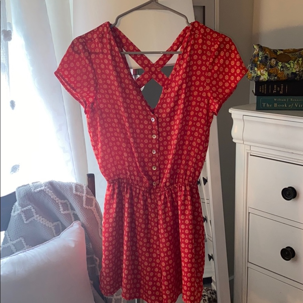 red floral romper